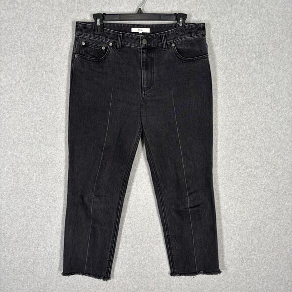 Tibi Jeans Womens 28 Black‎ Elfie Crop Raw Frayed Hem Washed Patch Pockets Faded - Picture 1 of 11